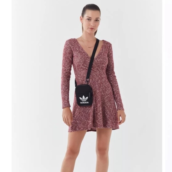 NWT Urban Outfitters Coraline Cozy Wrap Dress Ribbed Womens Small S red - Picture 1 of 10